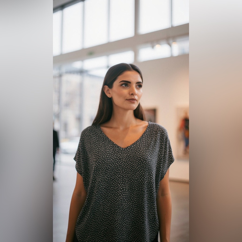LOFT Charcoal Patterned Top